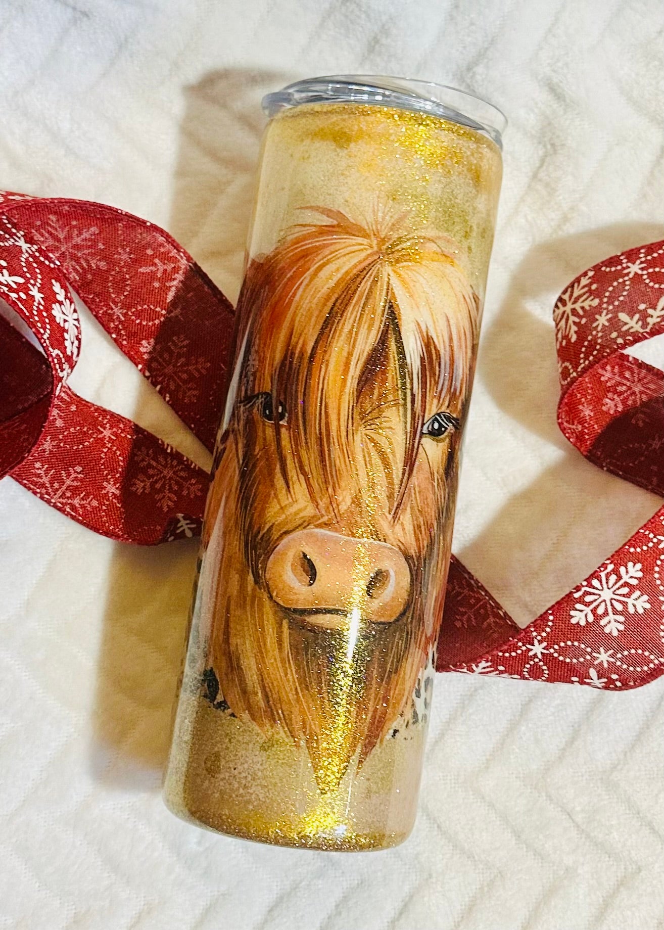 24) Gold Highland Cow Tumbler