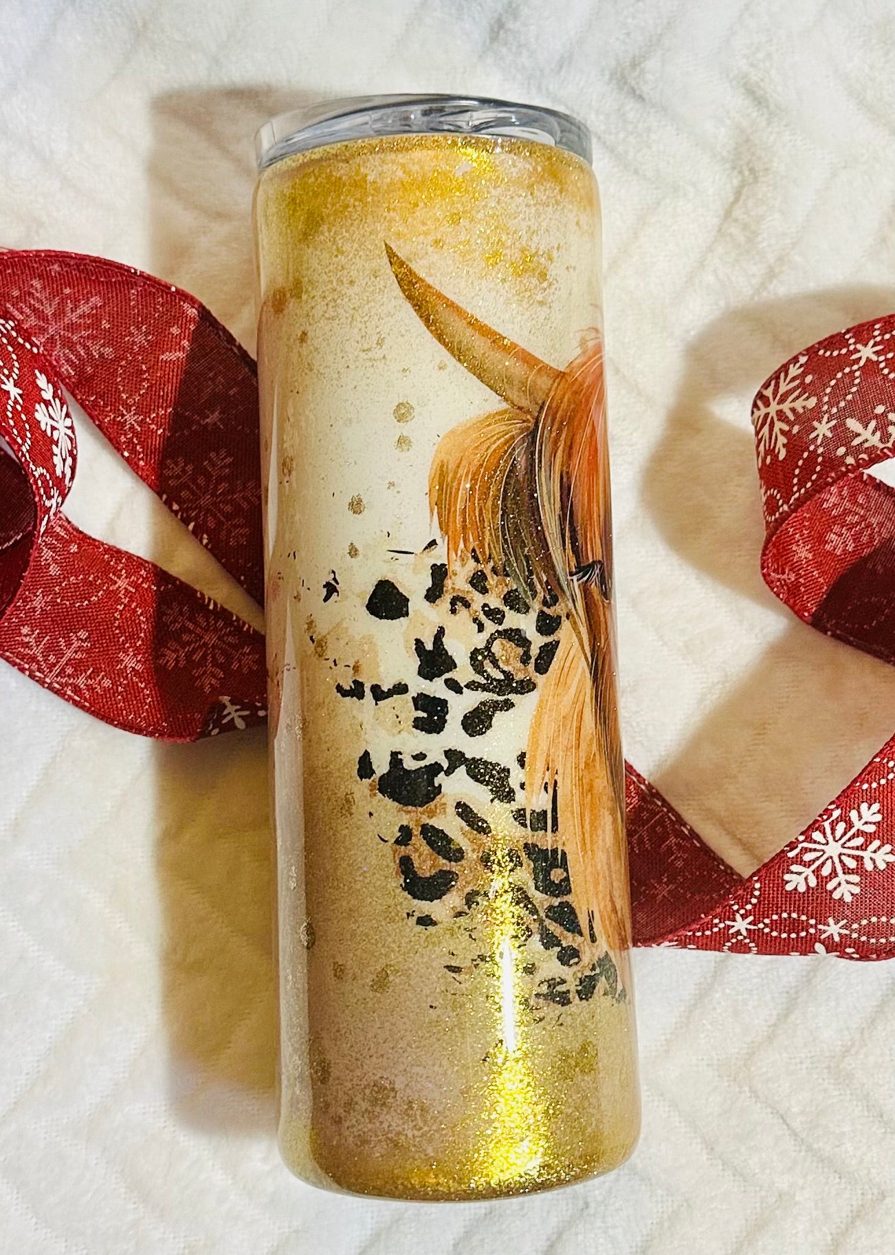 24) Gold Highland Cow Tumbler