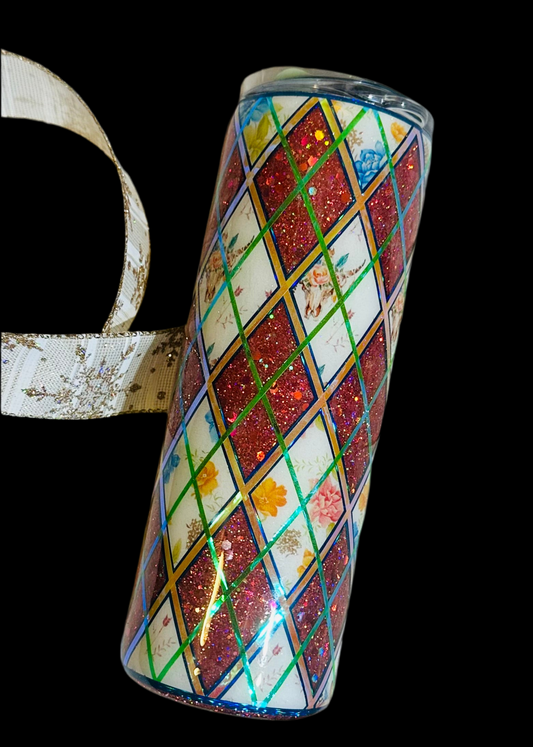 22) Cow skull and flowers tumbler